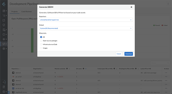 통합 소프트웨어 재료 명세서(SBOM) 생성